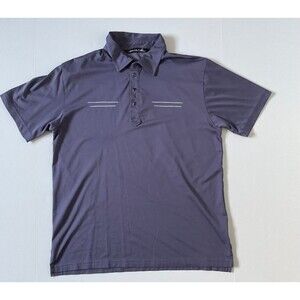 Travis Mathew Polo Shirt Mens L Purple Short Sleeve Pima Pearl Snap Golf Stretch
